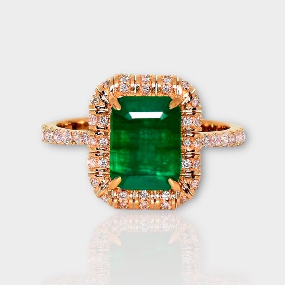 Rose Gold Emerald Ring - Picture 2 of 8